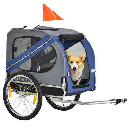 Dog Trailer Bicycle Trailer Pet Transporter Dog Bicycle Trailer for Small to Medium Dogs Oxford Fabric Rainproof Breathable Blue 130 x 73 x 90 cm