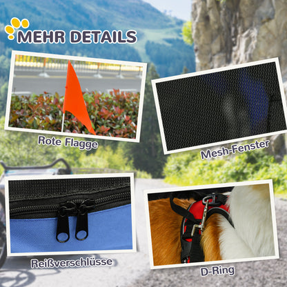 Dog Trailer Bicycle Trailer Pet Transporter Dog Bicycle Trailer for Small to Medium Dogs Oxford Fabric Rainproof Breathable Blue 130 x 73 x 90 cm