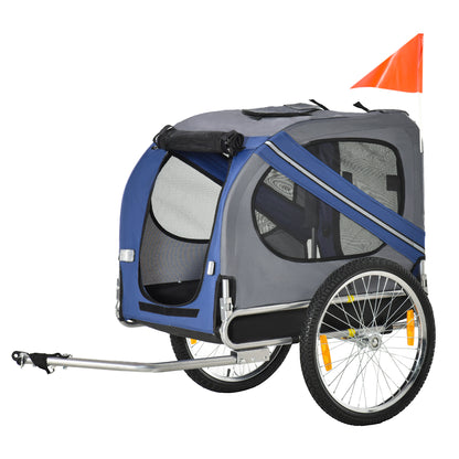 Dog Trailer Bicycle Trailer Pet Transporter Dog Bicycle Trailer for Small to Medium Dogs Oxford Fabric Rainproof Breathable Blue 130 x 73 x 90 cm