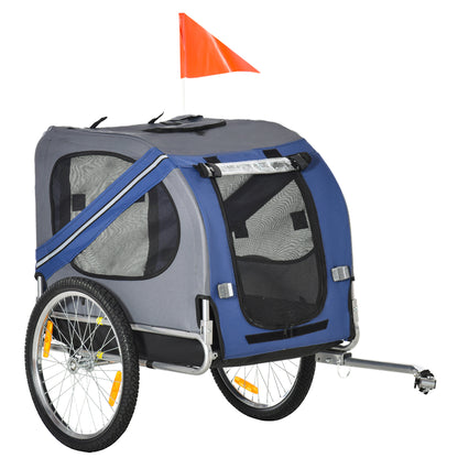 Dog Trailer Bicycle Trailer Pet Transporter Dog Bicycle Trailer for Small to Medium Dogs Oxford Fabric Rainproof Breathable Blue 130 x 73 x 90 cm