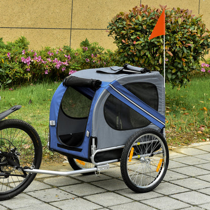 Dog Trailer Bicycle Trailer Pet Transporter Dog Bicycle Trailer for Small to Medium Dogs Oxford Fabric Rainproof Breathable Blue 130 x 73 x 90 cm