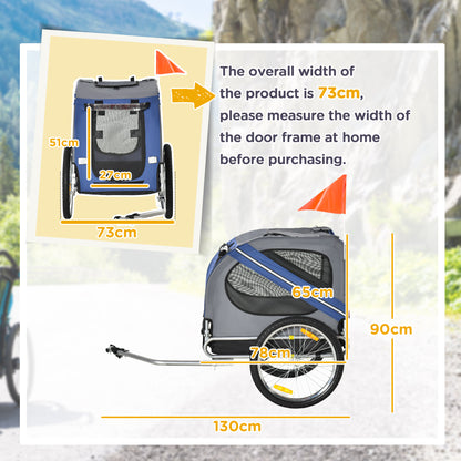 Dog Trailer Bicycle Trailer Pet Transporter Dog Bicycle Trailer for Small to Medium Dogs Oxford Fabric Rainproof Breathable Blue 130 x 73 x 90 cm