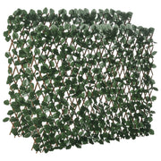 Expandable 2-Piece Trellis Fence with Artificial Leaves 295x70 cm Wicker Extendable Lattice Privacy Screen for Garden Green
