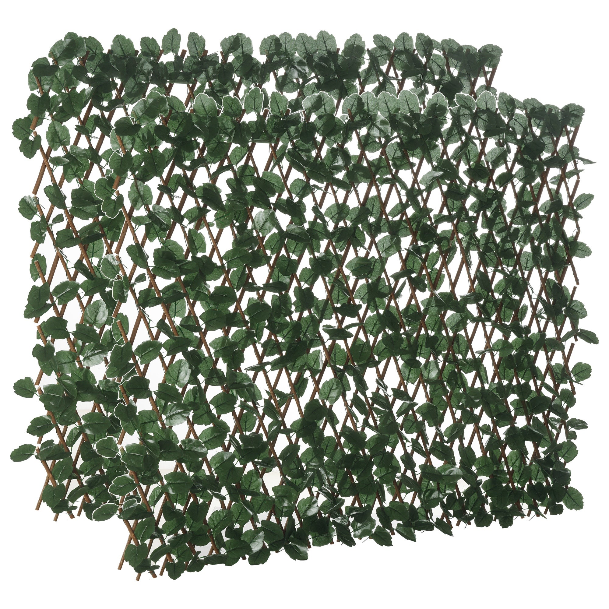 Expandable 2-Piece Trellis Fence with Artificial Leaves 295x70 cm Wicker Extendable Lattice Privacy Screen for Garden Green
