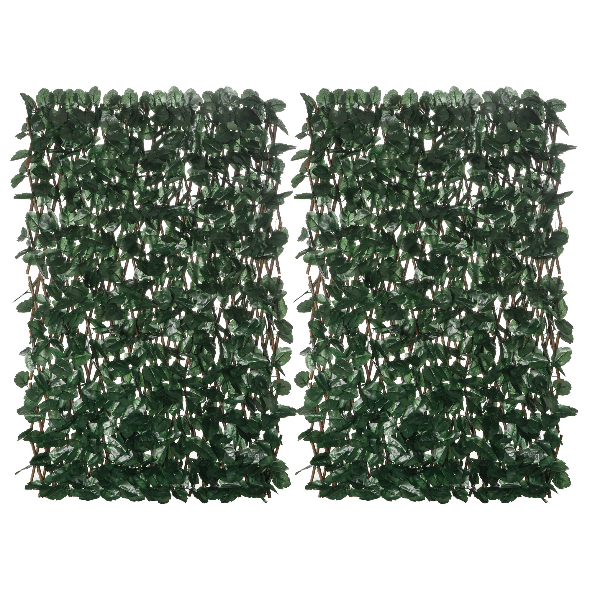 Expandable 2-Piece Trellis Fence with Artificial Leaves 295x70 cm Wicker Extendable Lattice Privacy Screen for Garden Green