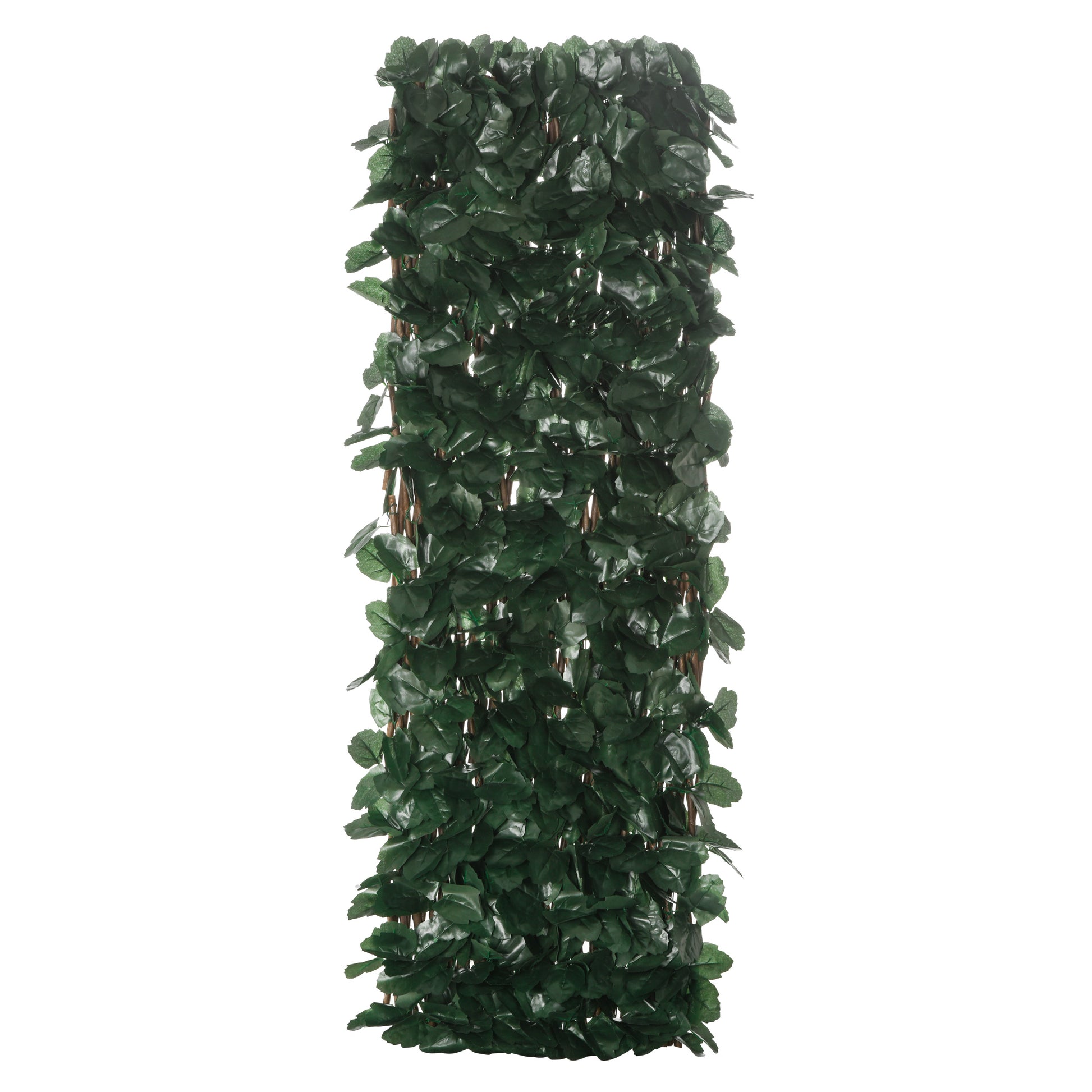 Expandable 2-Piece Trellis Fence with Artificial Leaves 295x70 cm Wicker Extendable Lattice Privacy Screen for Garden Green