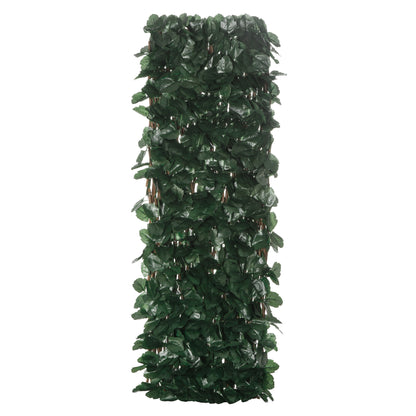 Expandable 2-Piece Trellis Fence with Artificial Leaves 295x70 cm Wicker Extendable Lattice Privacy Screen for Garden Green