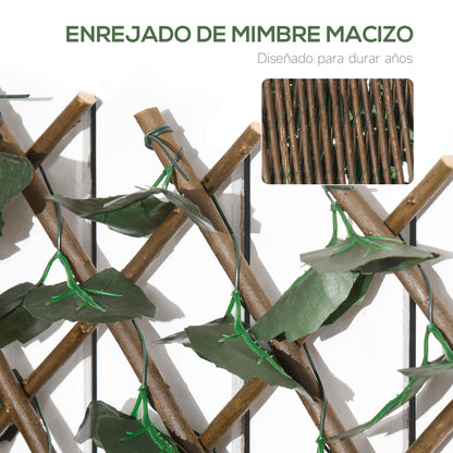 Expandable 2-Piece Trellis Fence with Artificial Leaves 295x70 cm Wicker Extendable Lattice Privacy Screen for Garden Green