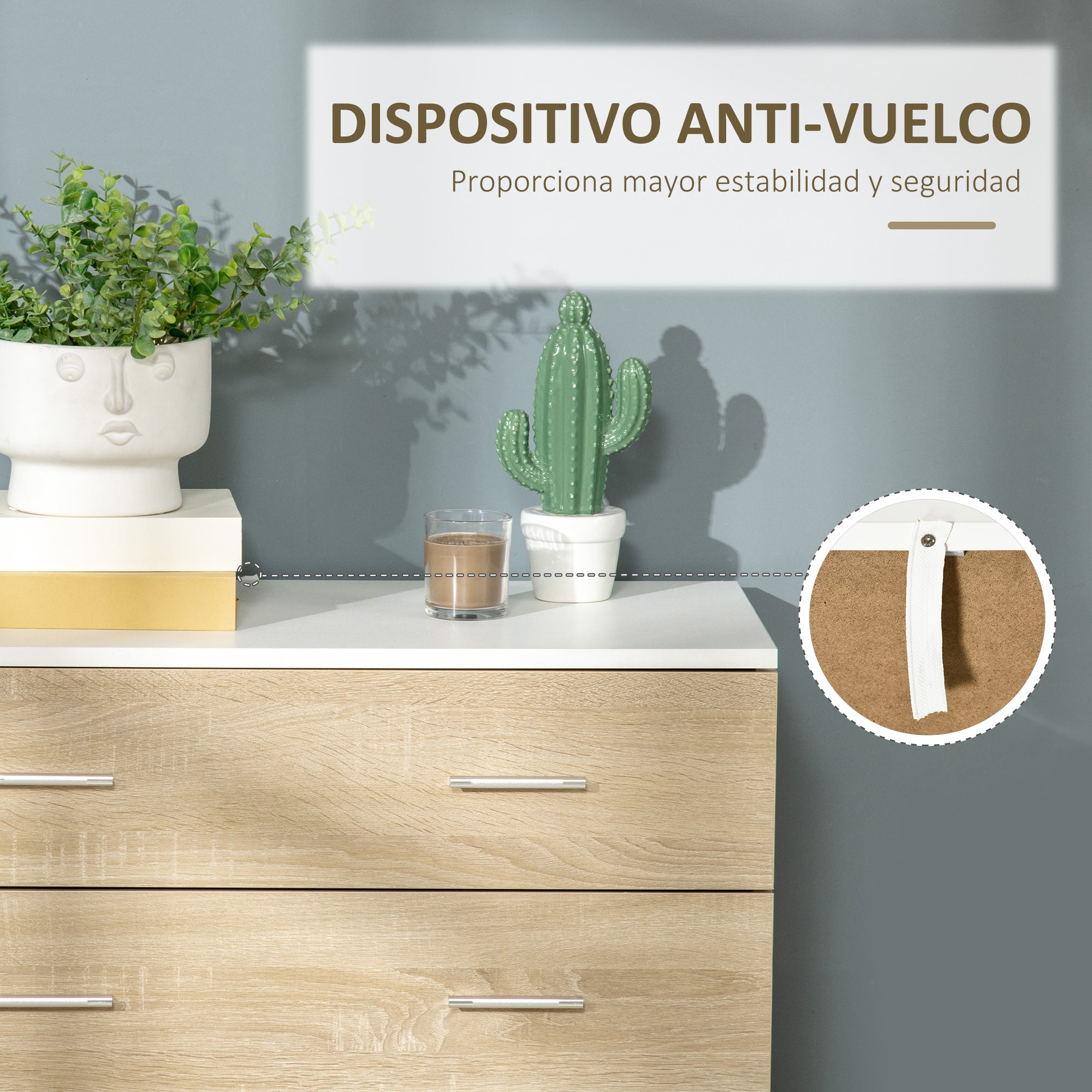 Chest of Drawers with 4 Drawers Modern Auxiliary Storage Cabinet for Bedroom Hallway Living Room 76x35x72 cm Oak and White Finish