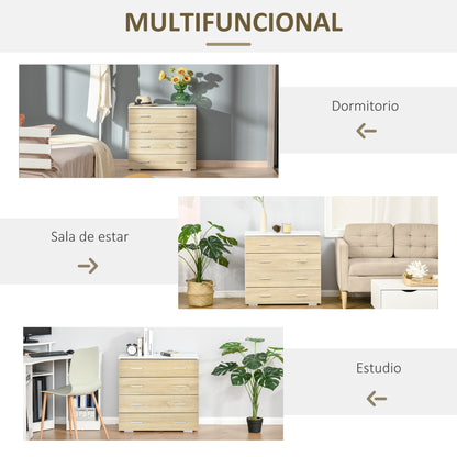 Chest of Drawers with 4 Drawers Modern Auxiliary Storage Cabinet for Bedroom Hallway Living Room 76x35x72 cm Oak and White Finish