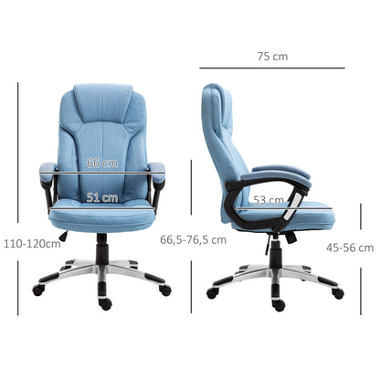 Office Chair Computer Chair Swivel Chair Height-Adjustable Rocking Function with Headrest and Padded Armrests Ergonomic Light Blue Linen 26 x 29.5 x 43.3–47.2 inches