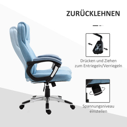 Office Chair Computer Chair Swivel Chair Height-Adjustable Rocking Function with Headrest and Padded Armrests Ergonomic Light Blue Linen 26 x 29.5 x 43.3–47.2 inches