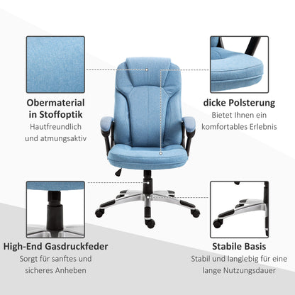Office Chair Computer Chair Swivel Chair Height-Adjustable Rocking Function with Headrest and Padded Armrests Ergonomic Light Blue Linen 26 x 29.5 x 43.3–47.2 inches