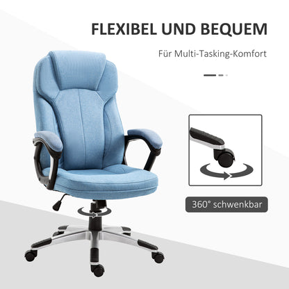 Office Chair Computer Chair Swivel Chair Height-Adjustable Rocking Function with Headrest and Padded Armrests Ergonomic Light Blue Linen 26 x 29.5 x 43.3–47.2 inches
