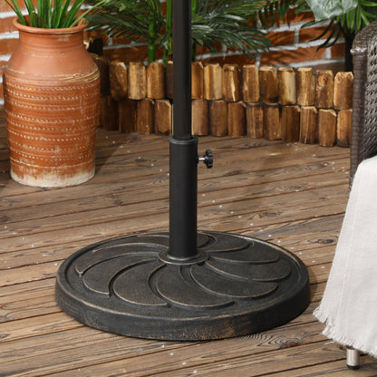 Sun Umbrella Stand 18 kg Round Sunshade Base for Ø38/48 mm Umbrella Pole, Round Garden Umbrella Stand for Balcony, Resin, Bronze
