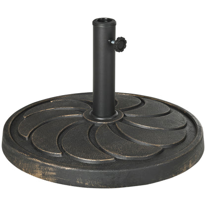Sun Umbrella Stand 18 kg Round Sunshade Base for Ø38/48 mm Umbrella Pole, Round Garden Umbrella Stand for Balcony, Resin, Bronze