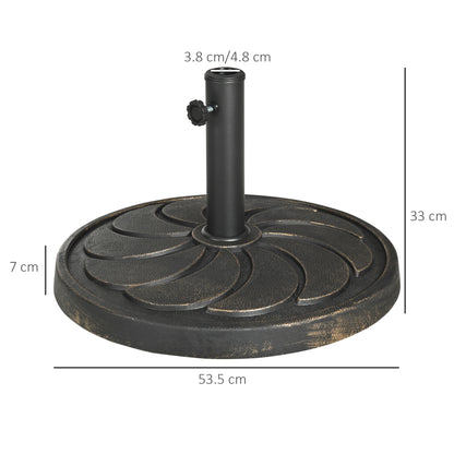 Sun Umbrella Stand 18 kg Round Sunshade Base for Ø38/48 mm Umbrella Pole, Round Garden Umbrella Stand for Balcony, Resin, Bronze