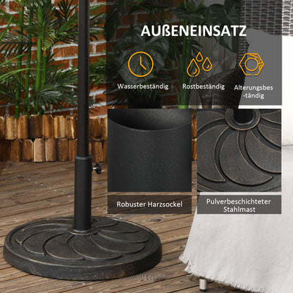 Sun Umbrella Stand 18 kg Round Sunshade Base for Ø38/48 mm Umbrella Pole, Round Garden Umbrella Stand for Balcony, Resin, Bronze