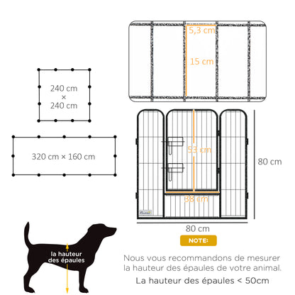 Deluxe Modular Steel Epoxy Enclosure with Lockable Door for Dogs, Rabbits, Rodents, Small Animals, Indoor and Outdoor 80 x 80 cm Gray