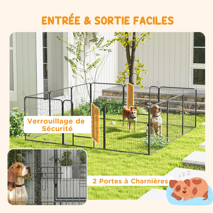 Deluxe Modular Steel Epoxy Enclosure with Lockable Door for Dogs, Rabbits, Rodents, Small Animals, Indoor and Outdoor 80 x 80 cm Gray