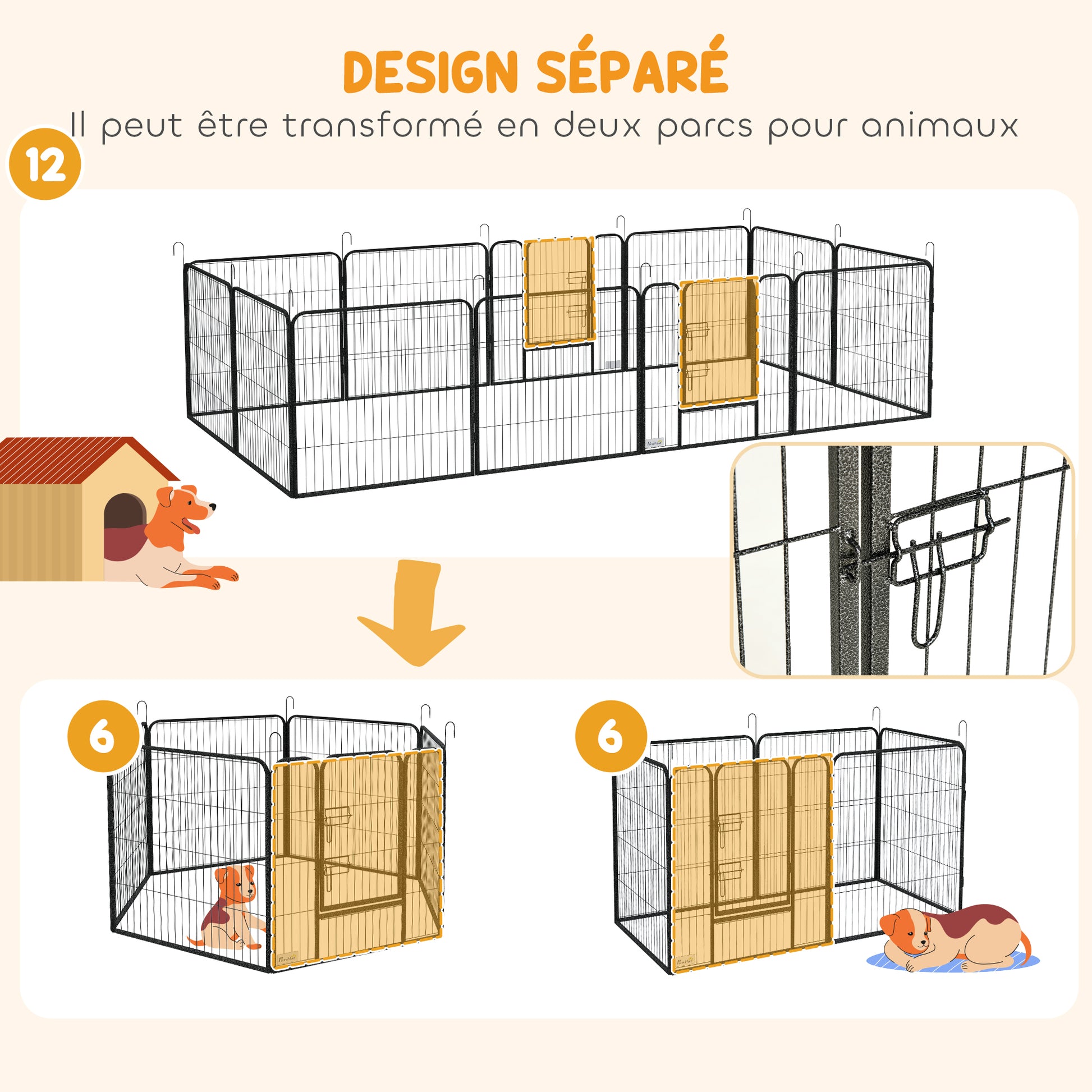 Deluxe Modular Steel Epoxy Enclosure with Lockable Door for Dogs, Rabbits, Rodents, Small Animals, Indoor and Outdoor 80 x 80 cm Gray