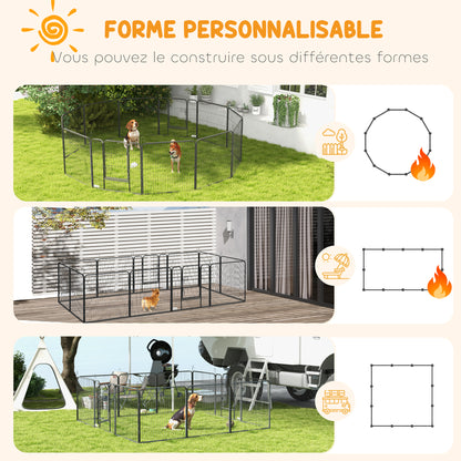 Deluxe Modular Steel Epoxy Enclosure with Lockable Door for Dogs, Rabbits, Rodents, Small Animals, Indoor and Outdoor 80 x 80 cm Gray