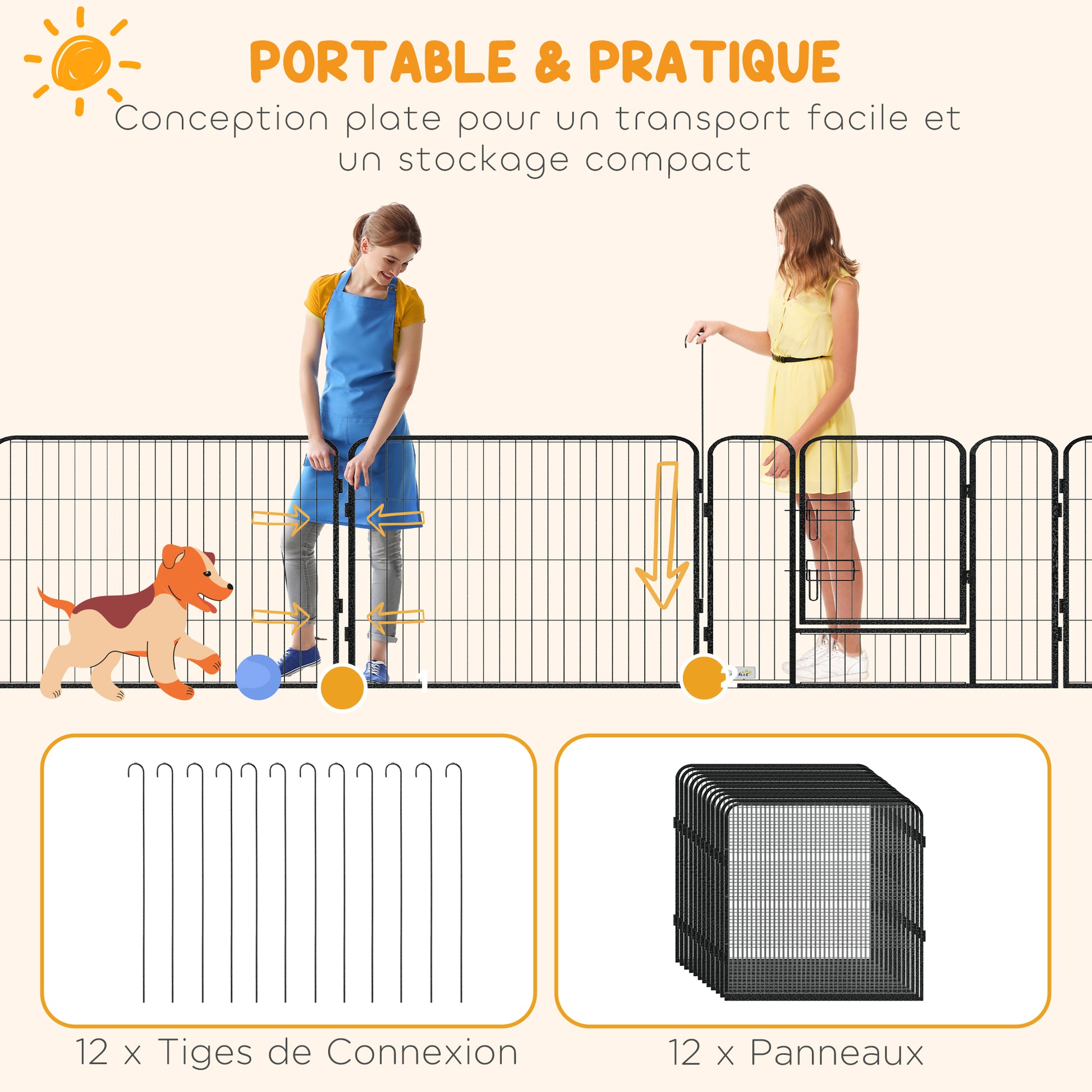 Deluxe Modular Steel Epoxy Enclosure with Lockable Door for Dogs, Rabbits, Rodents, Small Animals, Indoor and Outdoor 80 x 80 cm Gray