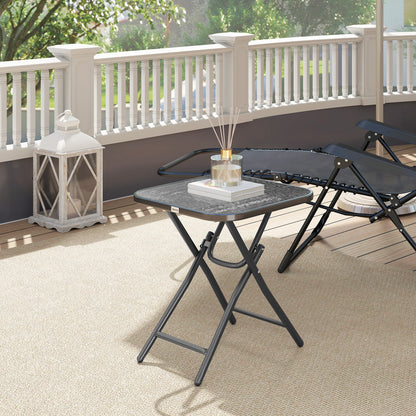 Square Bistro Garden Coffee Table 45 x 45 x 50 cm Black Metal Folding Tempered Glass Top