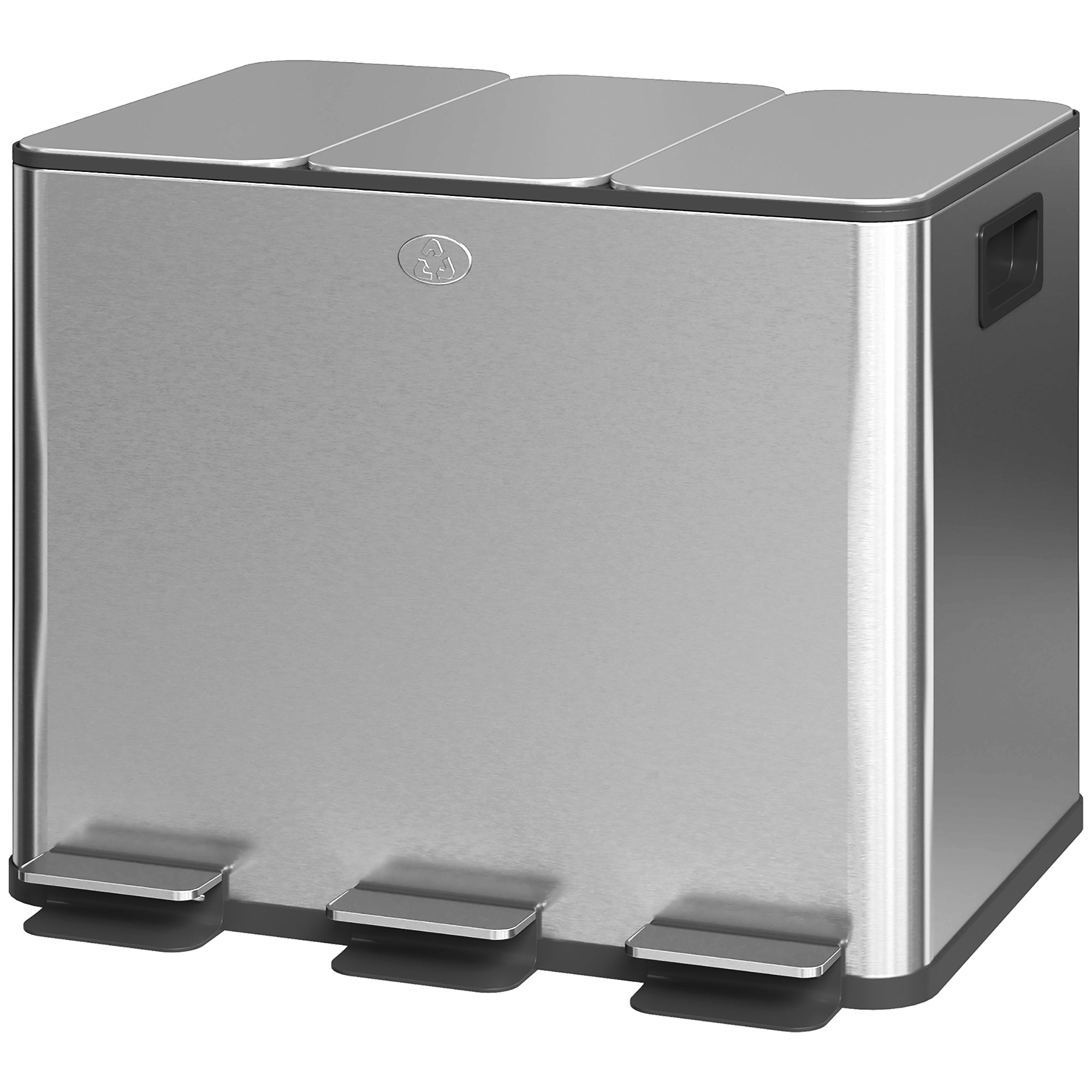 Kitchen Trash Can with 3 Compartments 3x10L Stainless Steel Kitchen Garbage Bin with Soft-Close Lids and Removable Bin for Recycling Waste Food Residue Silver