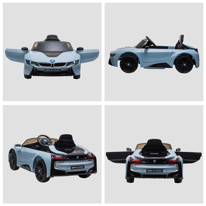 Electric Car for Kids 3-8 years 6V BMW I8 Coupe License with Remote Control, 2 Doors, Lights and Music, Electric Car in PP and Metal, 115x72.5x46 cm, Blue