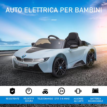 Electric Car for Kids 3-8 years 6V BMW I8 Coupe License with Remote Control, 2 Doors, Lights and Music, Electric Car in PP and Metal, 115x72.5x46 cm, Blue