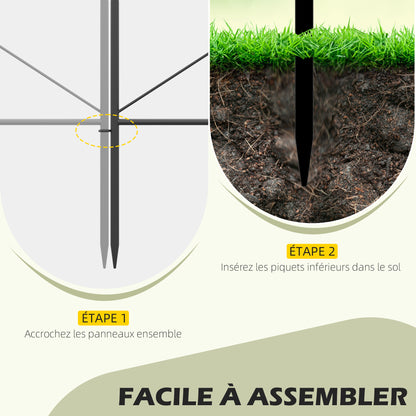 Set of 5 decorative metal garden fences with ornaments - 305 x 62 cm black