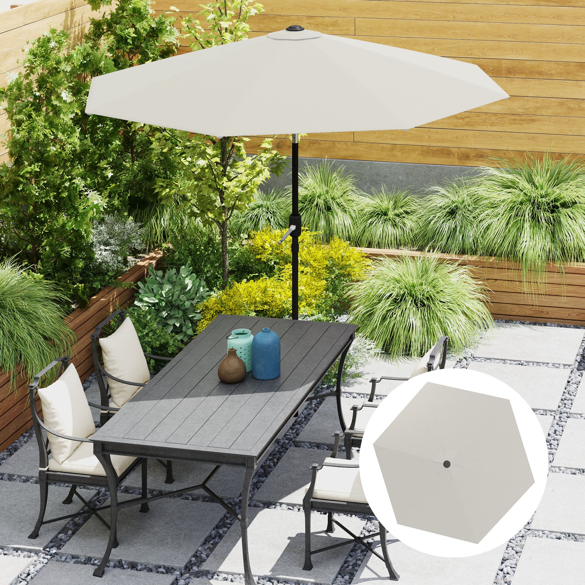 3m Umbrella Replacement Canopy Replacement Cover for Patio Umbrella with Superior Ventilation UV 30+ Protection Polyester Replacement Cover for Outdoor Parasol Cream
