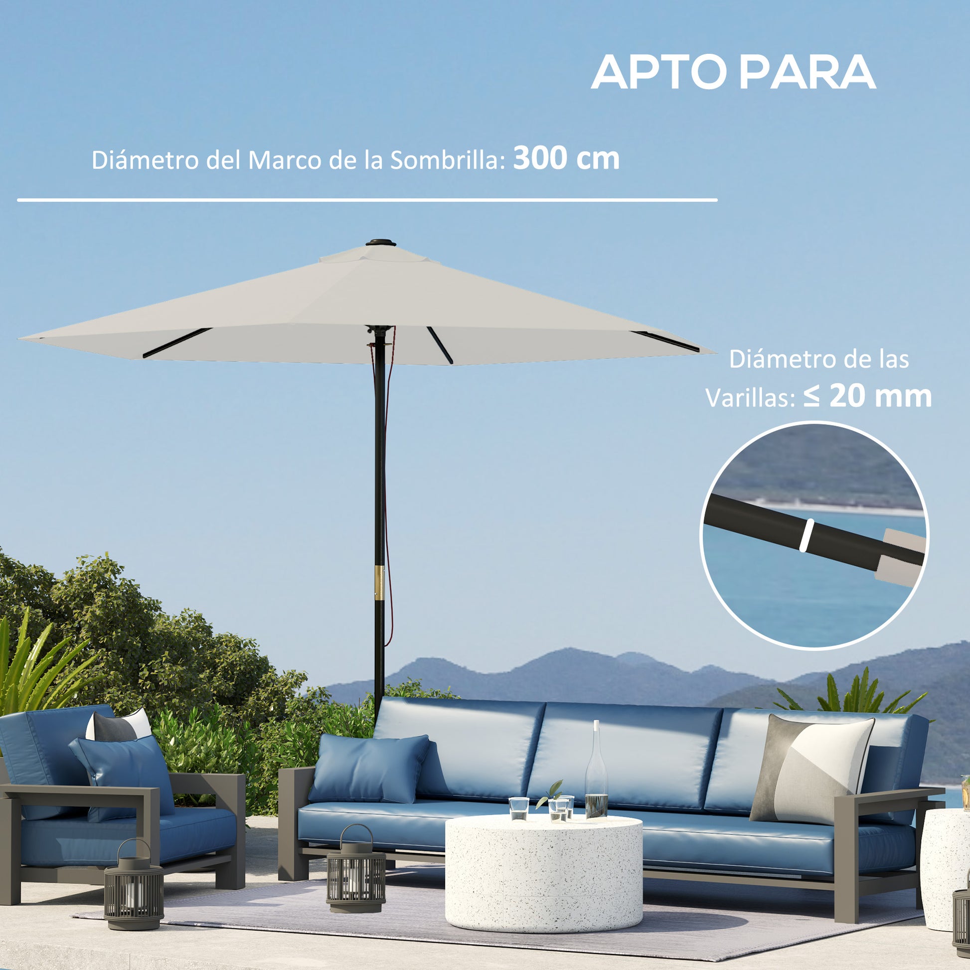 3m Umbrella Replacement Canopy Replacement Cover for Patio Umbrella with Superior Ventilation UV 30+ Protection Polyester Replacement Cover for Outdoor Parasol Cream