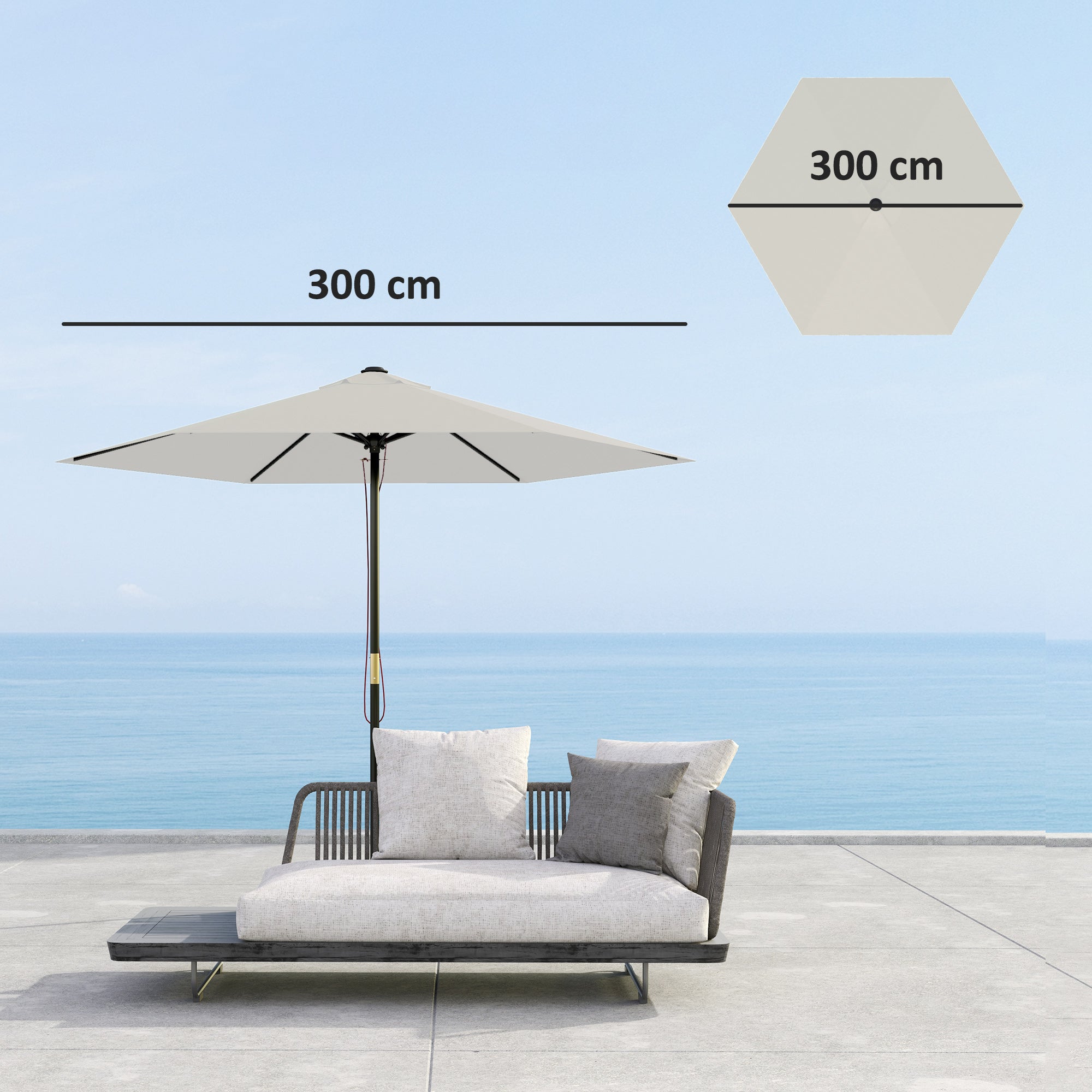 3m Umbrella Replacement Canopy Replacement Cover for Patio Umbrella with Superior Ventilation UV 30+ Protection Polyester Replacement Cover for Outdoor Parasol Cream