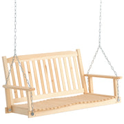 Garden Swing for 2 Persons Swing Bench Hanging Bench Solid Wood Patio Terrace Backyard Natural 117 x 69 x 60 cm