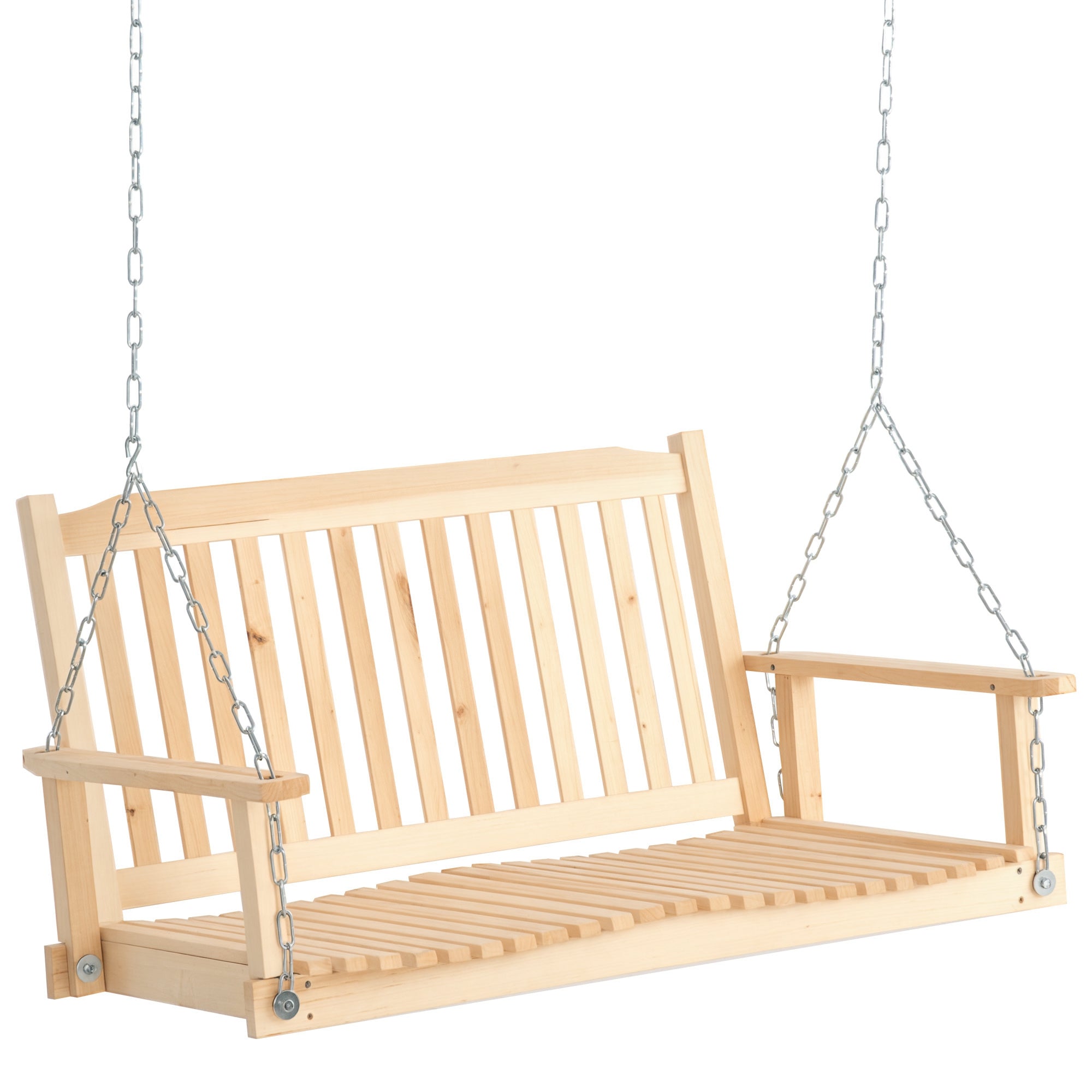 Garden Swing for 2 Persons Swing Bench Hanging Bench Solid Wood Patio Terrace Backyard Natural 117 x 69 x 60 cm