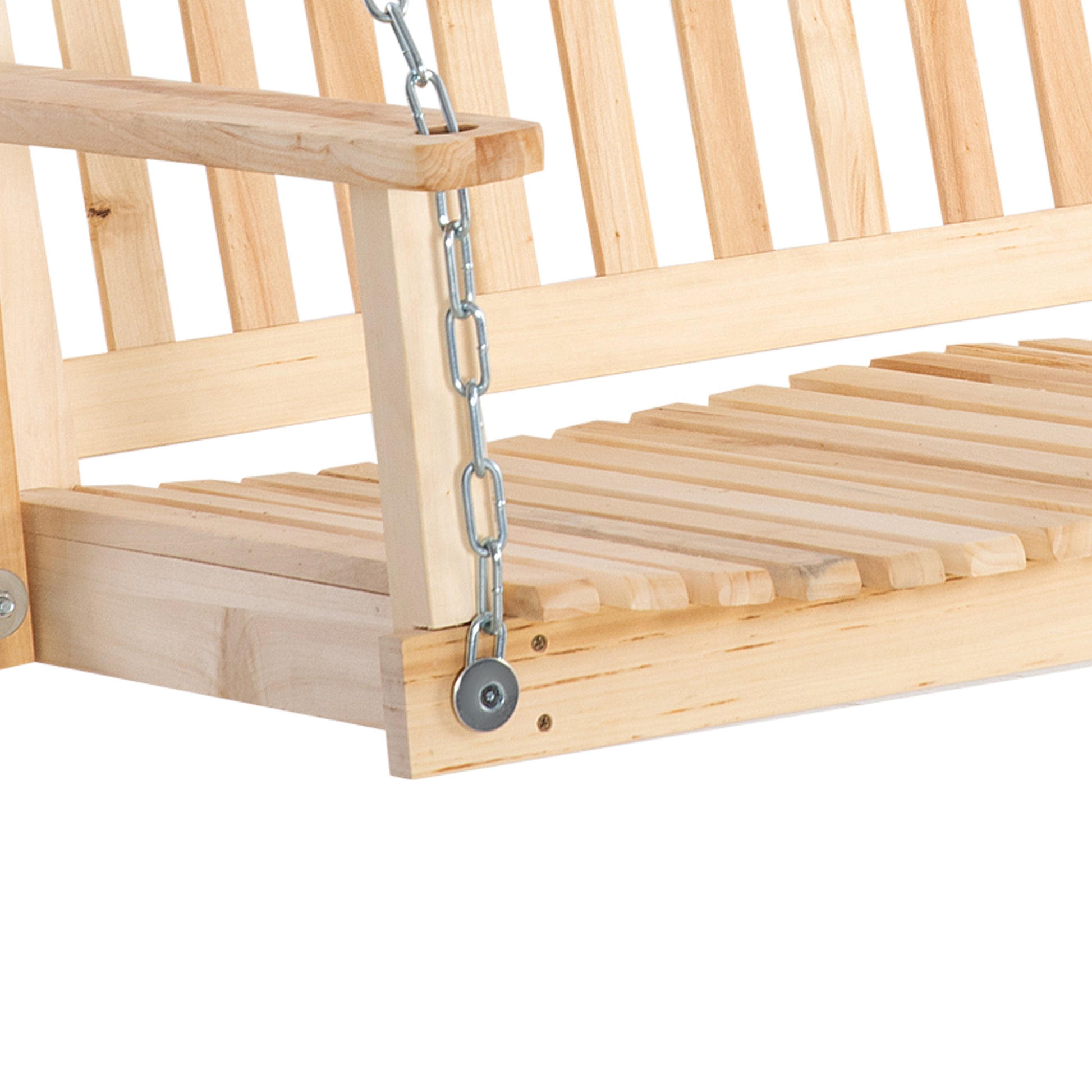 Garden Swing for 2 Persons Swing Bench Hanging Bench Solid Wood Patio Terrace Backyard Natural 117 x 69 x 60 cm