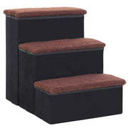 Pet Stairs Cat Stairs Dog Stairs Foldable 3 Steps Pet Stair with Storage Space for Cats and Dogs MDF Black 40 x 54 x 48 cm