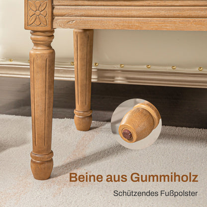 Bench, Upholstered Bench with Linen Look, Wooden Legs, Bed Bench for Bedroom, Living Room, Hallway, 120 x 41 x 48 cm, Cream