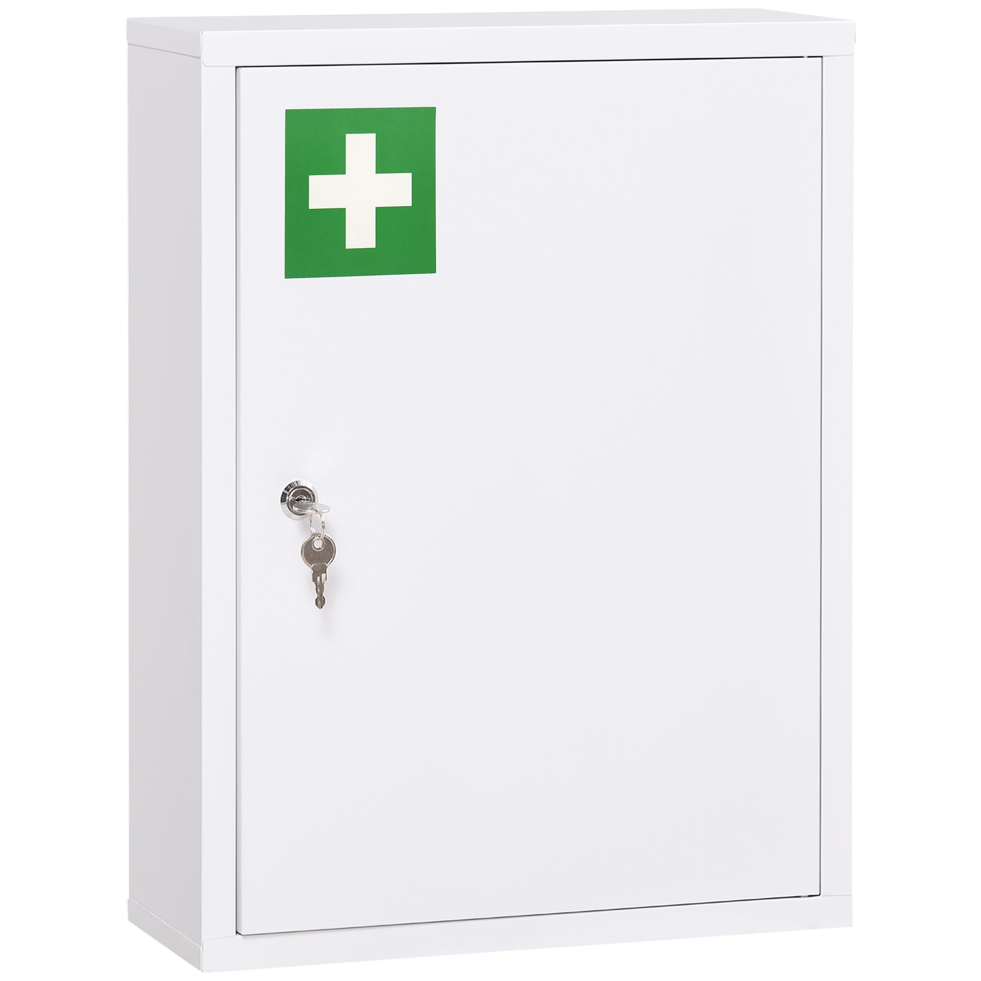 Medicine Cabinet, Pharmacy Cabinet with 3 Compartments, Medication Cabinet, Lockable First Aid Cabinet with 2 Keys, Steel, White, 40 x 15 x 53.5 cm