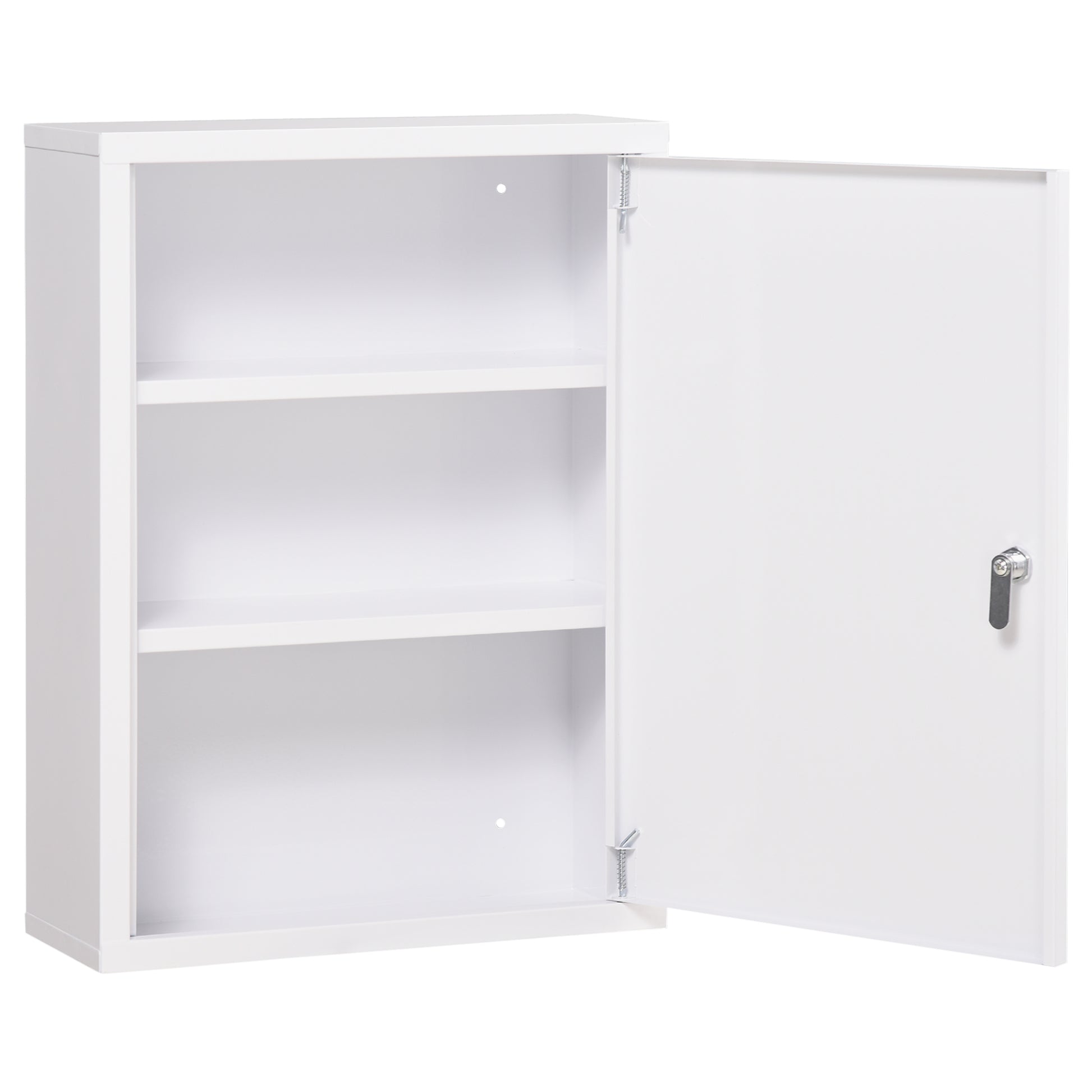 Medicine Cabinet, Pharmacy Cabinet with 3 Compartments, Medication Cabinet, Lockable First Aid Cabinet with 2 Keys, Steel, White, 40 x 15 x 53.5 cm