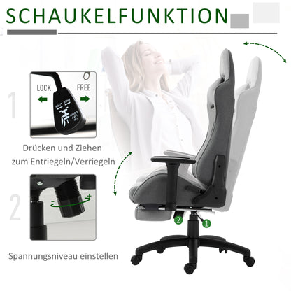 Office Chair Computer Chair Swivel Chair with Removable Headrest and Lumbar Pillow Rocking Function Ergonomic Desk Chair Rotatable Height Adjustable with Footrest PP Gray 73x57x127-135 cm