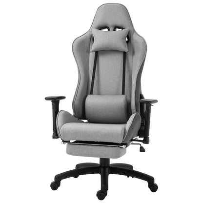 Office Chair Computer Chair Swivel Chair with Removable Headrest and Lumbar Pillow Rocking Function Ergonomic Desk Chair Rotatable Height Adjustable with Footrest PP Gray 73x57x127-135 cm