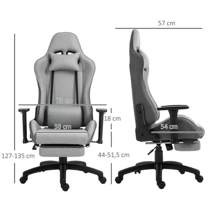Office Chair Computer Chair Swivel Chair with Removable Headrest and Lumbar Pillow Rocking Function Ergonomic Desk Chair Rotatable Height Adjustable with Footrest PP Gray 73x57x127-135 cm