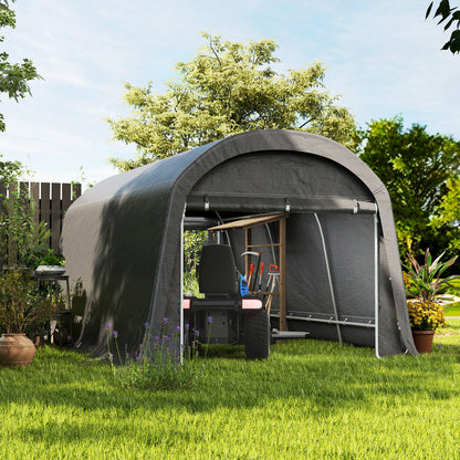 Bike Shed, Waterproof Bike Tent with Door, Anti-Dust Bike Cover, Shelter, Polyethylene Bike Shed Garage for Garden 300x450x230 cm, Dark Gray