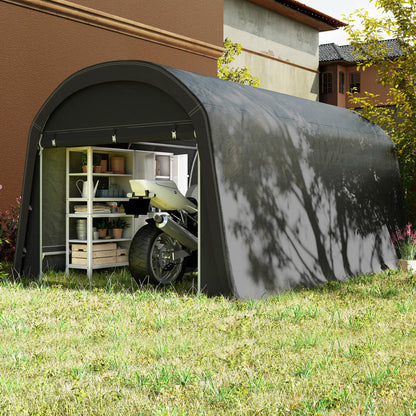 Bike Shed, Waterproof Bike Tent with Door, Anti-Dust Bike Cover, Shelter, Polyethylene Bike Shed Garage for Garden 300x450x230 cm, Dark Gray