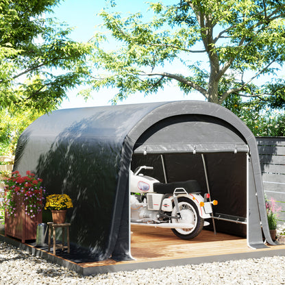 Bike Shed, Waterproof Bike Tent with Door, Anti-Dust Bike Cover, Shelter, Polyethylene Bike Shed Garage for Garden 300x450x230 cm, Dark Gray