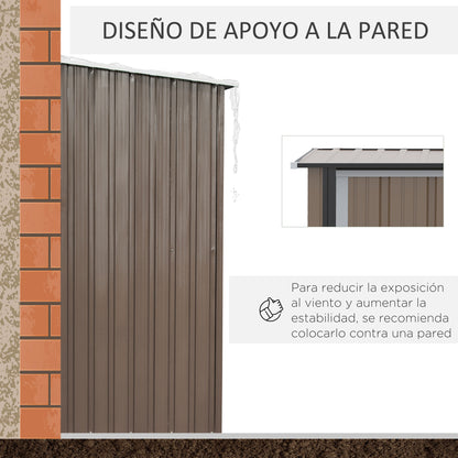 Garden Shed 1.07 m² 142x84x189 cm Metal Exterior Shed with Lockable Door and Drainage Holes for Tool Storage Brown