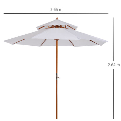 Wood Sunshade Wood Umbrella Garden Umbrella Balcony Umbrella Double Roof White
